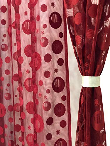 Image of Bubbles Design Imported Tissue Net 9 ft Curtains 1 Psc (Maroon)