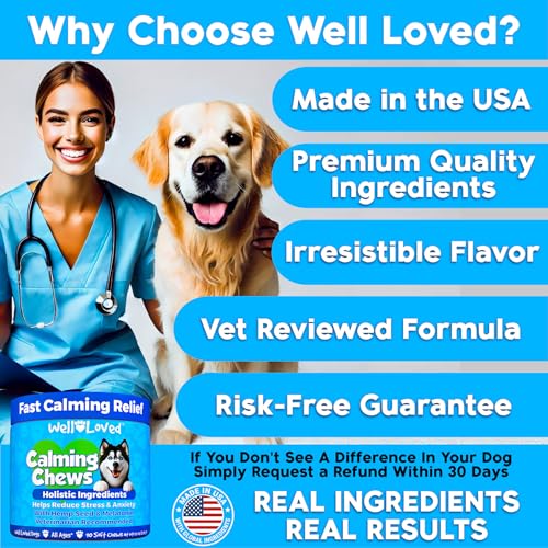 Calming Chews for Dogs  Dog Calming Treats Made in Usa Vet Developed Dog Anxiety Relief Separation Fireworks Travel  Stress Support Melatonin Natural  Holistic 90 Calming Treats  Cucciolini Doodles Calming chews for dogs  dog calming treats made in usa vet developed dog anxiety relief separation fireworks travel  stress support melatonin natural  holistic 90 calming treats   cucciolini doodles