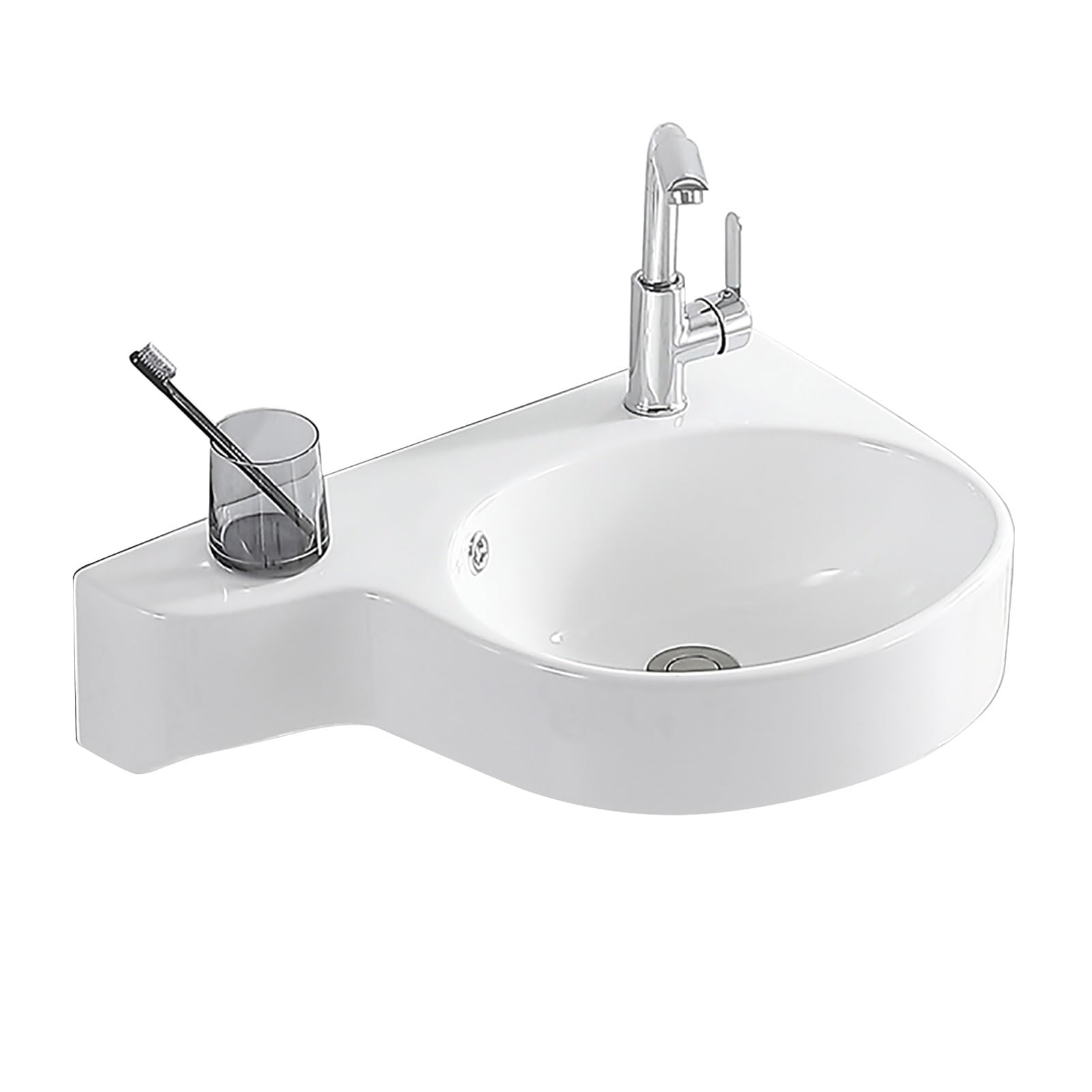 DFGHNBVC Modern Floating Ceramic Vessel Sink With Faucet, Wall Mounted Vanity For Bathroom Upgrade