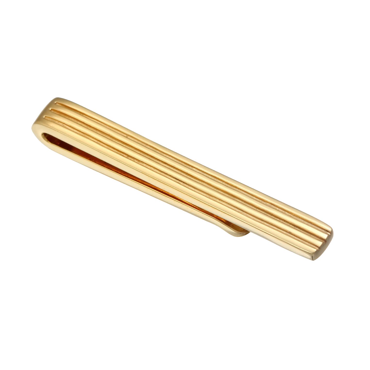 Kuzzoi Herren Krawattennadel mit Rillen Struktur, Krawattenklammer (5 mm) poliert für normale Krawatten, Krawattenschmuck für Männer im lässigen Look