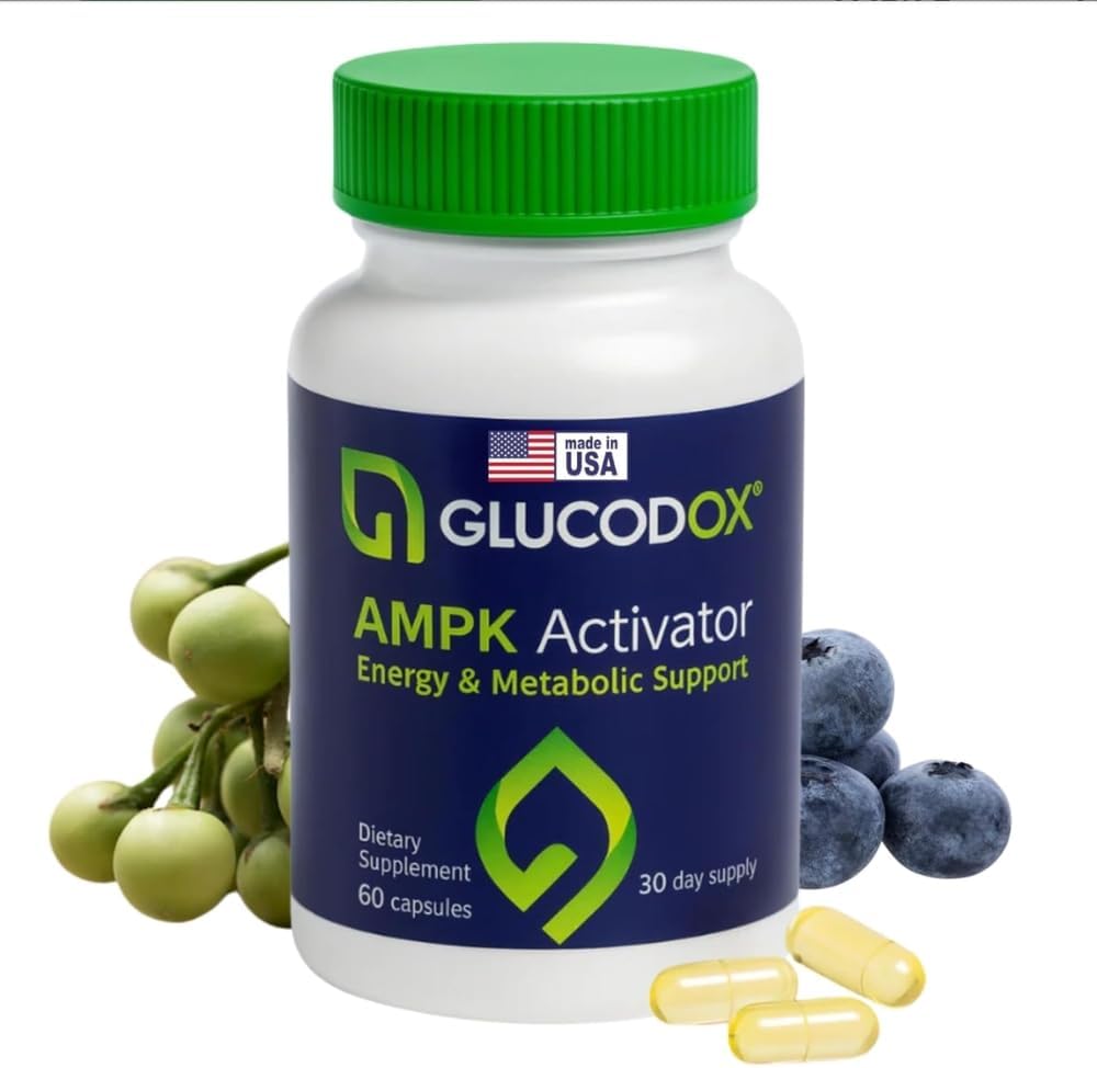 GlucodOX AMPK Activator Supplement – AMPK Enzyme, Metabolism Booster, Guggul Supplement for Body Management & Longevity – Vegan Metabolic Support - 30 Day Supply (60 Capsules)