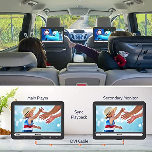 NAVISKAUTO 10.5" Dual Screen Portable DVD Player for Car with HDMI Input, Support USB 1080P MP4 Video Playback, Built-in Rechargeable Battery