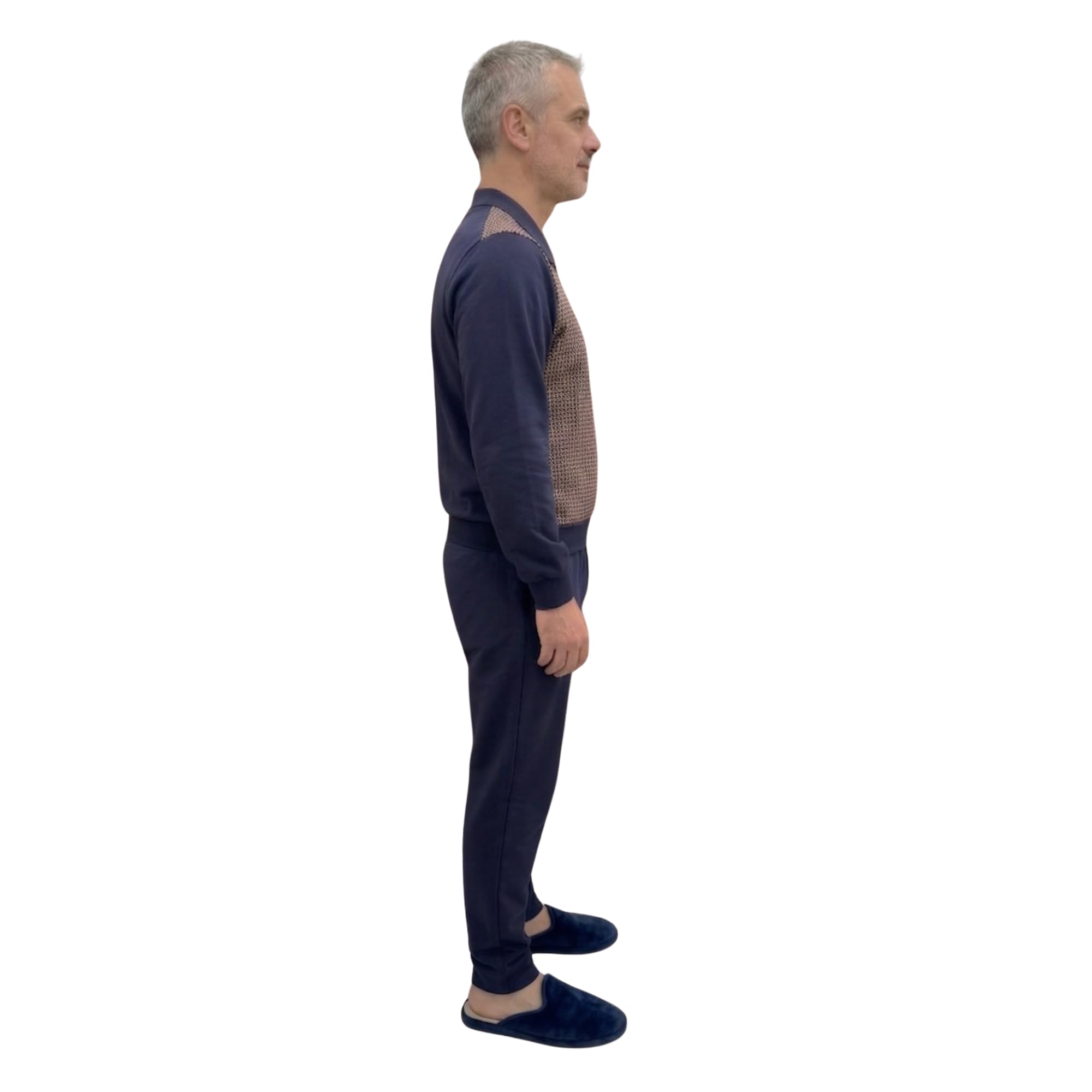 FERRUCCI COMFORT Pigiama Sanitario per Anziani da Uomo Polo con Cerniera Posteriore - Pettorina Anteriore Idrorepellente e Idrofobico - Facile da Pulire - Incontinenza