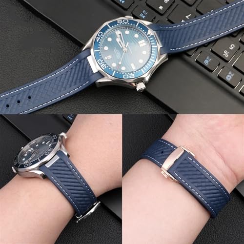 Correa de silicona de 20mm para Omega Seamaster 300 con hebilla de acero 5