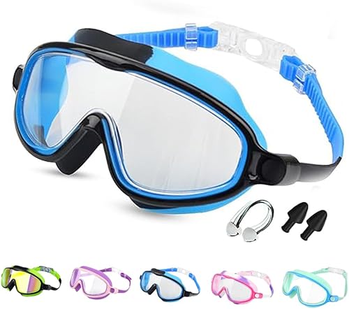 Gafas de natación de marco grande impermeables y antivaho para niños, gafas de natación de visión amplia de verano 2025 para niños y niñas