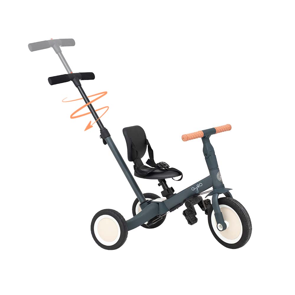 Olmitos Gyro Tricycle évolutif 5-en-1 pour enfants de 1 à 5 ans Adaptable et modulable avec ou sans pédales Gris