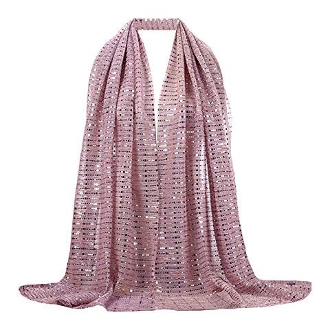 YAOSEN Women Gold Glitter Hijab Muslim Head Wrap Long Scarf (Glitter-Pink) Cover