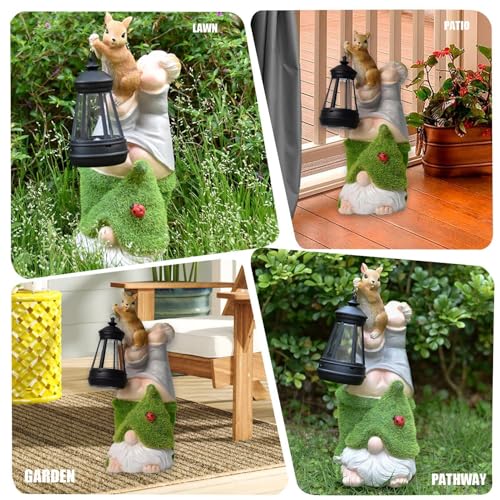 Statues de nain de jardin anti-décoloration éclairage de nuit