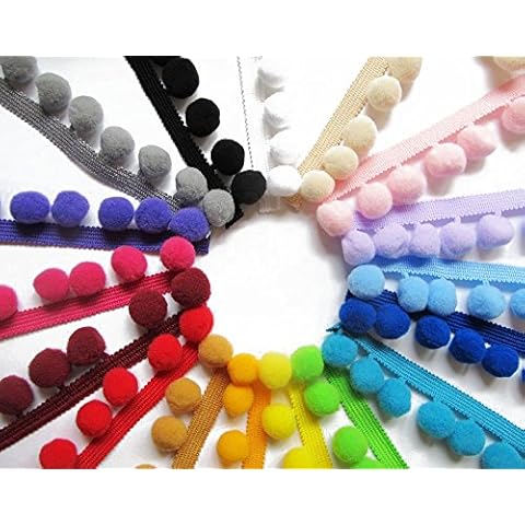 Pom Pom Trim Trimming Sewing Craft Per Metre 10mm Bobble Fringe Pompom Quality (Baby Pink) by Accessories Attic Cover