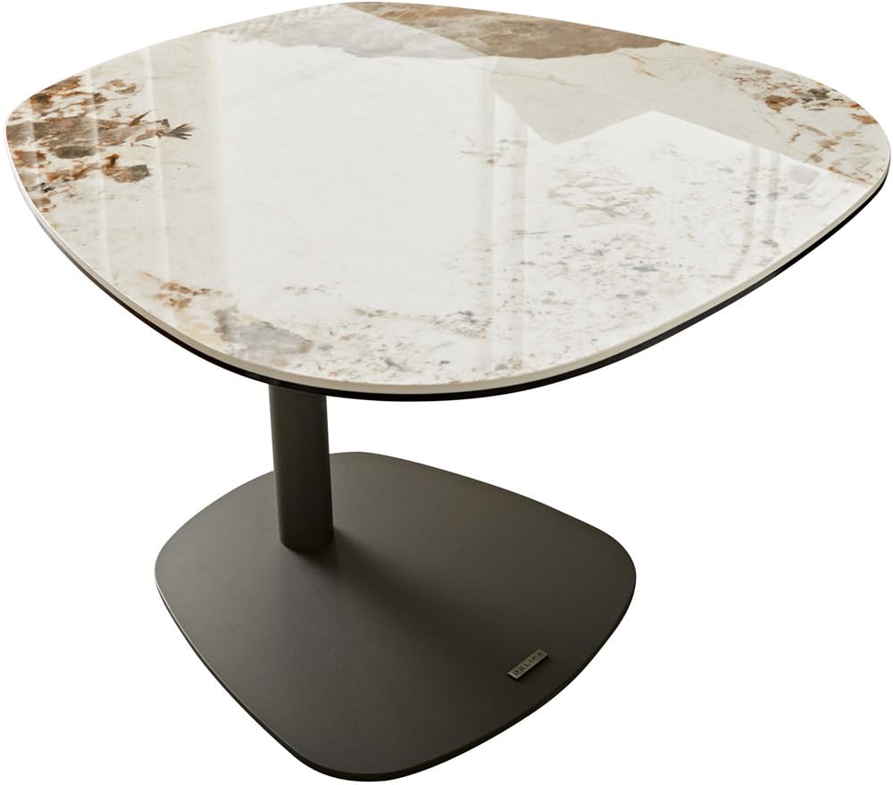 Beistelltisch Elenya Keramik Minas Melange Weiß-Beige 60x60 cm Gestell