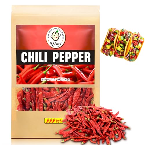 Image of Yimi Dried Red Chilis Peppers, Super Hot Spice For Multi Cuisine 10.7 Oz | Super Hot Peppers Dried Chili Pods For Pozole Tamales Hotpot, Resealable Storage Bags For Cooking & Gift