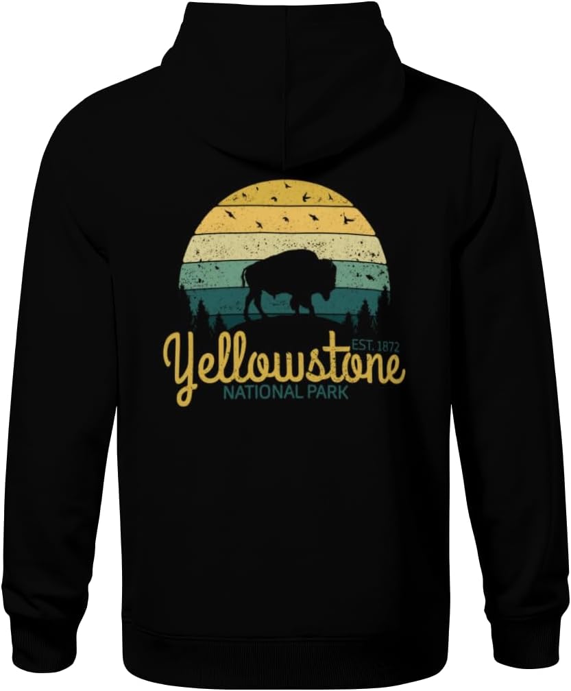HEAPPER Kids Yellowstone National Park Wyoming Buffalo Bison Vintage Boys Girls Lightweight Kangaroo Pocket Fleece Hoodies