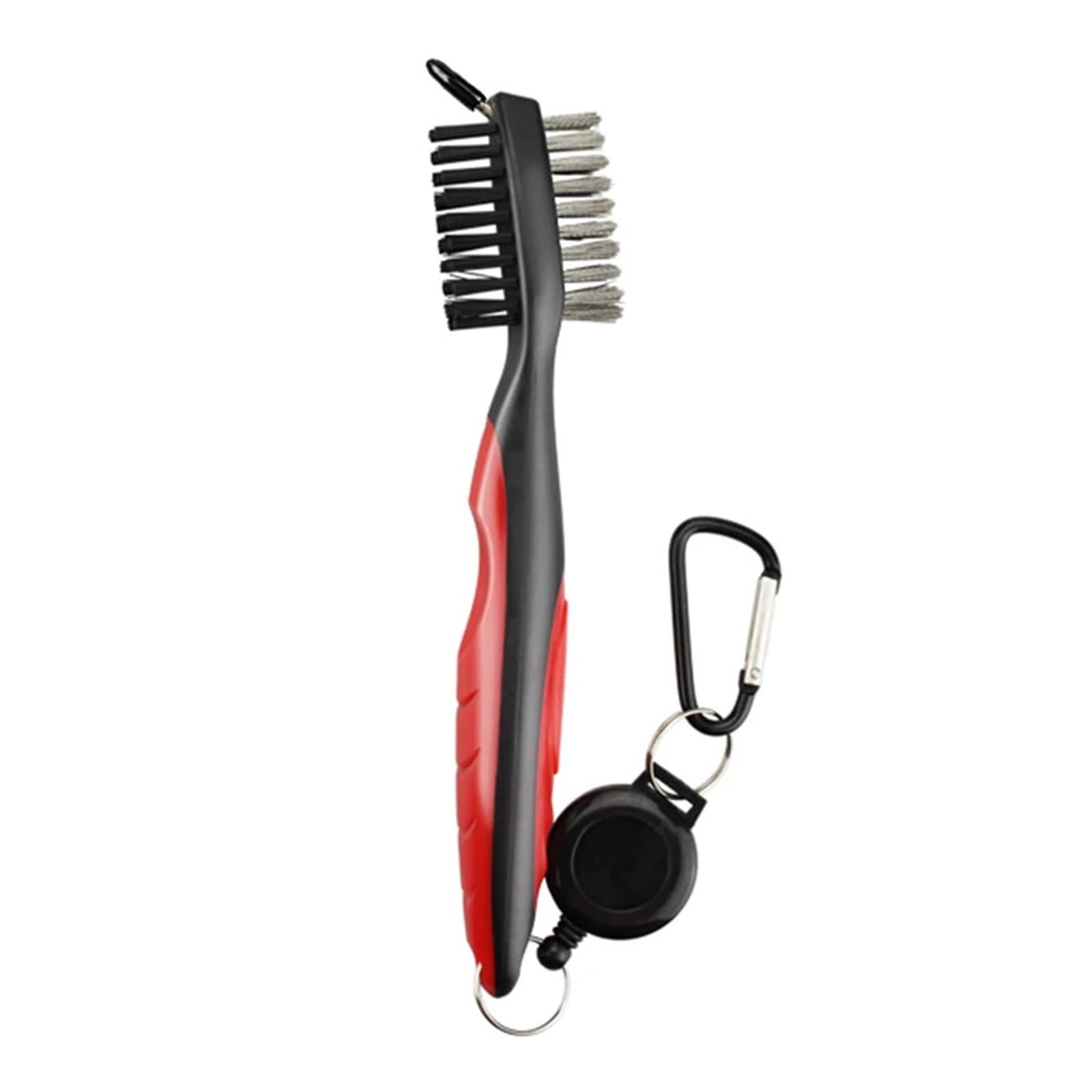 Golfschläger-Bürsten-Rillenreiniger, 61 cm, einziehbarer Zip-Line-Aluminium-Karabiner, leicht, stilvoll, lässt Sich einfach an der Golftasche befestigen