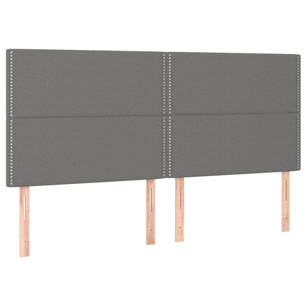 Oddychająca tkanina z regulowanym zagłówkiem Solidne nóżki Szary 200x200 cm | Rama łóżka 200x200 cm bez materaca ciemnoszara tapicerowana regulowanym zagłówkiem do sypialni