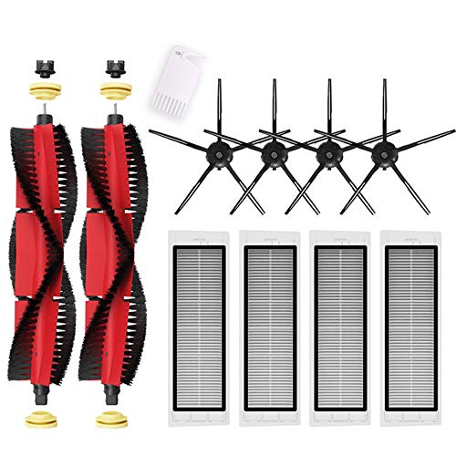 Chuancheng Spare Parts Accessories for Xiaomi Roborock S5 MAX S6 Pure S6 maxV S50 Vacuum Cleaner, 2 Roller Brush, 4 Side Brush, 4 HEPA Filter (Black)