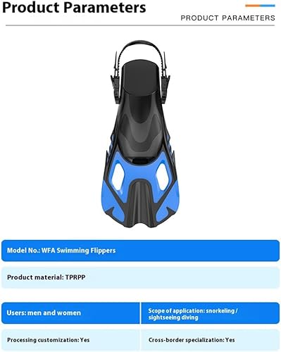 Miniatura 7 de Aletas de natación para esnórquel, aletas ajustables de tamaño de viaje, aletas cortas de natación para regazo, natación, buceo, adultos, hombres,