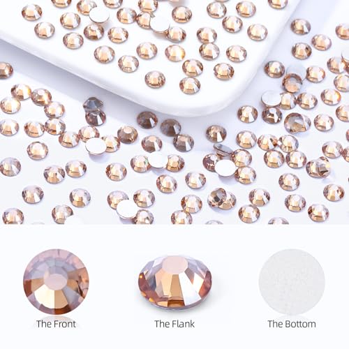 Image of Gold Shadow Flatback Rhinestones, Glass Rhinestones for Nail Art and Craft, Glue Fix, Loose Crystal Gemstones(Gold Shadow, SS30, 288pcs, 6.4-6.6mm)