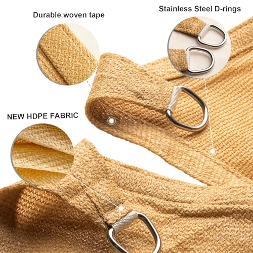 Sunlax Sun Shade Sail,8'X10' Sand Rectangle Canopy Shades thumb #4