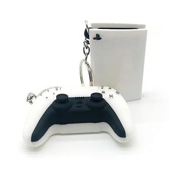 TGDPLUE PS5 Console و PS5 Controller Keychain Kits for Video Game Party تفضل قلادة ، حقائب حفلة الألعاب لتوريدات حفلات أعياد الميلاد ، PVC Material-White1.97in