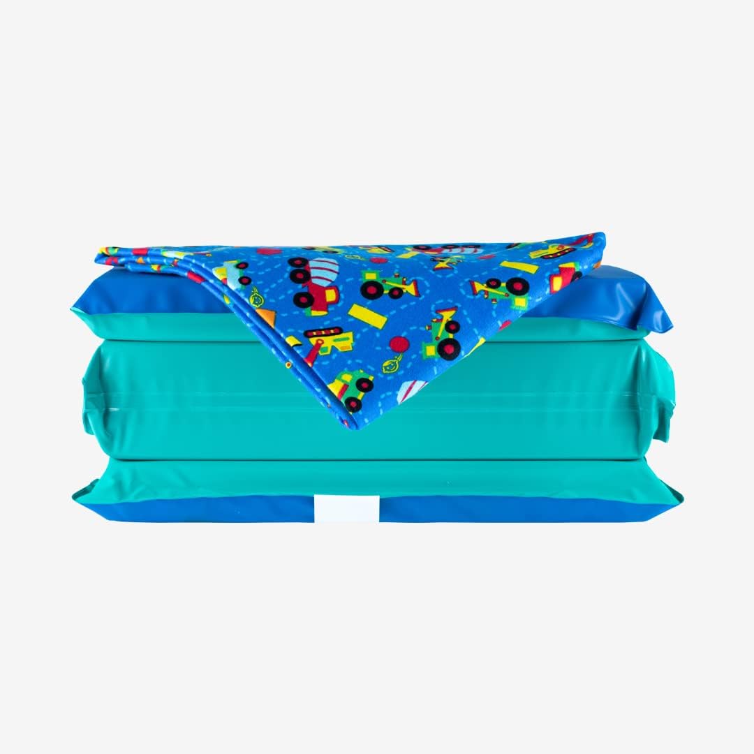 KinderMat 2" Jr. Daydreamer 2" x 19" x 44", 2 inches Thick, 4-Section Rest Mat, Blue/Teal, Great for School, Daycare, Travel, and Home, 100% Made in USA