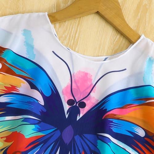 Girl Swim Cover Up Kids Butterfly Beach Coverup Chiffon Long Sleeves Wrap Swim Dress 4-7 Years4