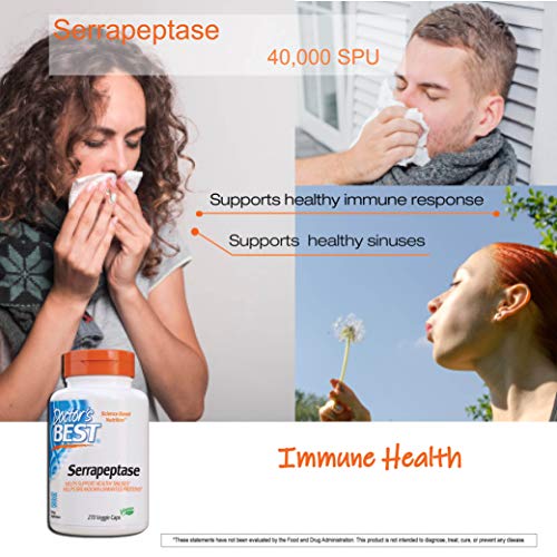 Doctor's Best Serrapeptase, Non-Gmo, Gluten Free, Vegan, Supports Healthy Sinuses, 40,000 Spu, 270 Count (Pack Of 1) #TOP3
