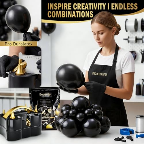 Image of Pro Duralatex Black Extra-Thick Balloons 100 Pack 12 inch | Black Balloons for Long-Lasting Professional Party Decorations, Large New Year Birthday Graduation Wedding Anniversary