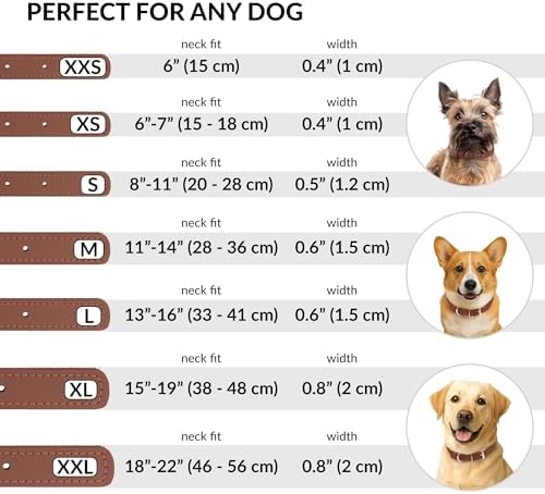 CollarDirect Rolled Leather Dog Collar, Soft Padded Round Puppy Collar, Handmade Genuine Leather Collar Dog Small Large Cat Collars (Cinnamon Smooth, 15-18 cm) - 3