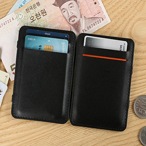 Men's Faux Leather Money Clip ID Credit Card Holder Business Pocket Wallet Purse, Birthday, for Pouch School, Travel, Shopping Black4
