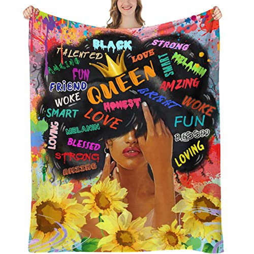 Zreyasa Flannel Blanket African Magic Girl Black Queen Throw Blanket Fleece Soft Blanket Gift For Christmas Lightweight Bed Blankets For Bed Office Couch Camping Home Decor S #TOP23