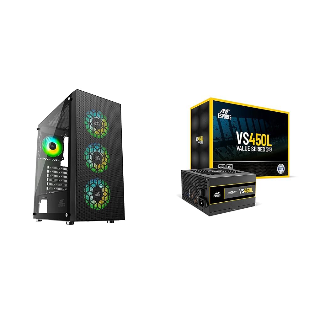 Ant Esports Alloy Steel ICE-110 Mid-Tower Computer Case/Gaming Cabinet – Black | Supports E-ATX, ATX, Micro-ATX