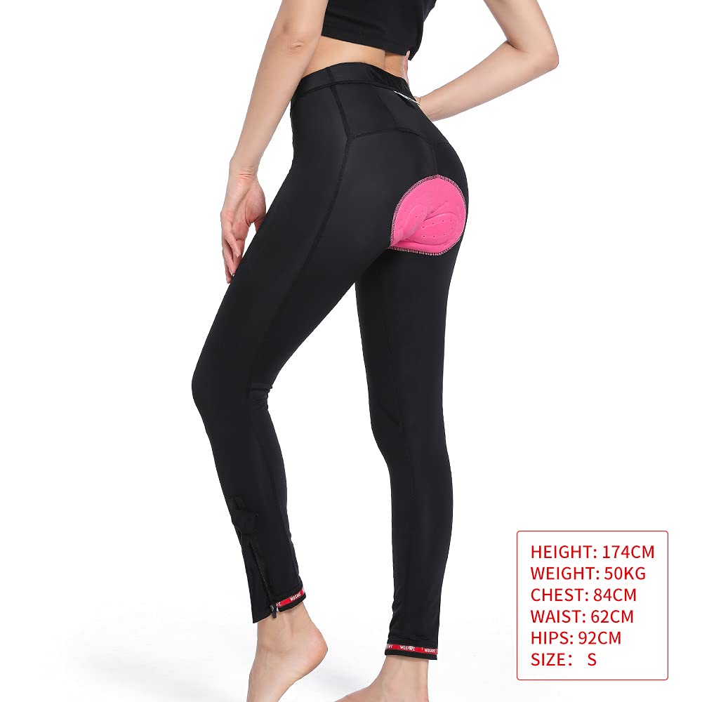 WOSAWE Pantaloni da Ciclismo da Donna Gel Pad Mountain MTB Pantaloni da Bici Ciclismo Lungo Calzamaglia da Ciclismo Pantaloni da Bicicletta da Corsa Anti-Sudore(Nero,L)
