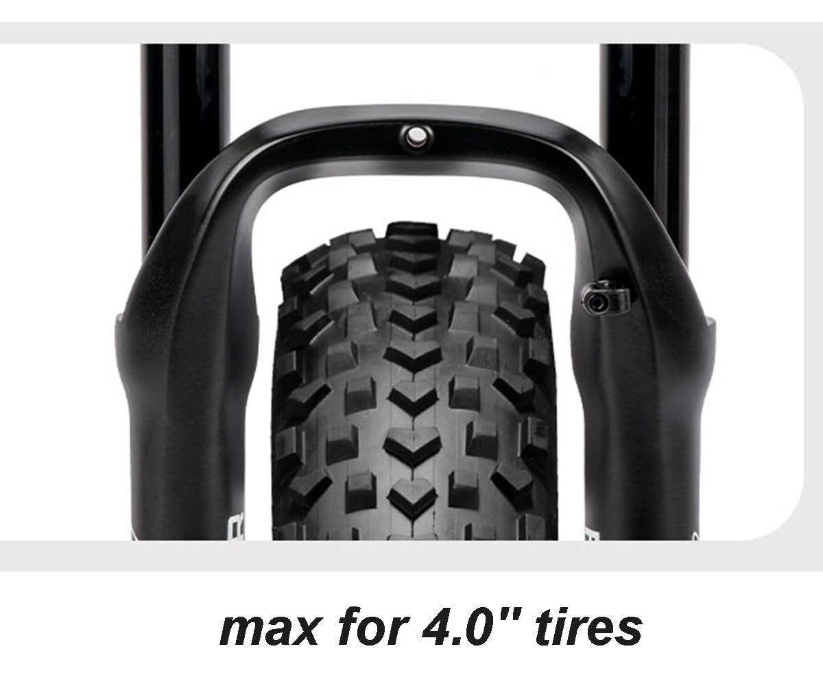 Widelec przedni do roweru śnieżnego z kołami 20", z regulacją odbicia, zawieszenie pneumatyczne, widelec Fatbike MTB, opony 4,0", rura prosta 28,6 mm, skok sprężyny 140 mm, 9 x 135 QR XC AM