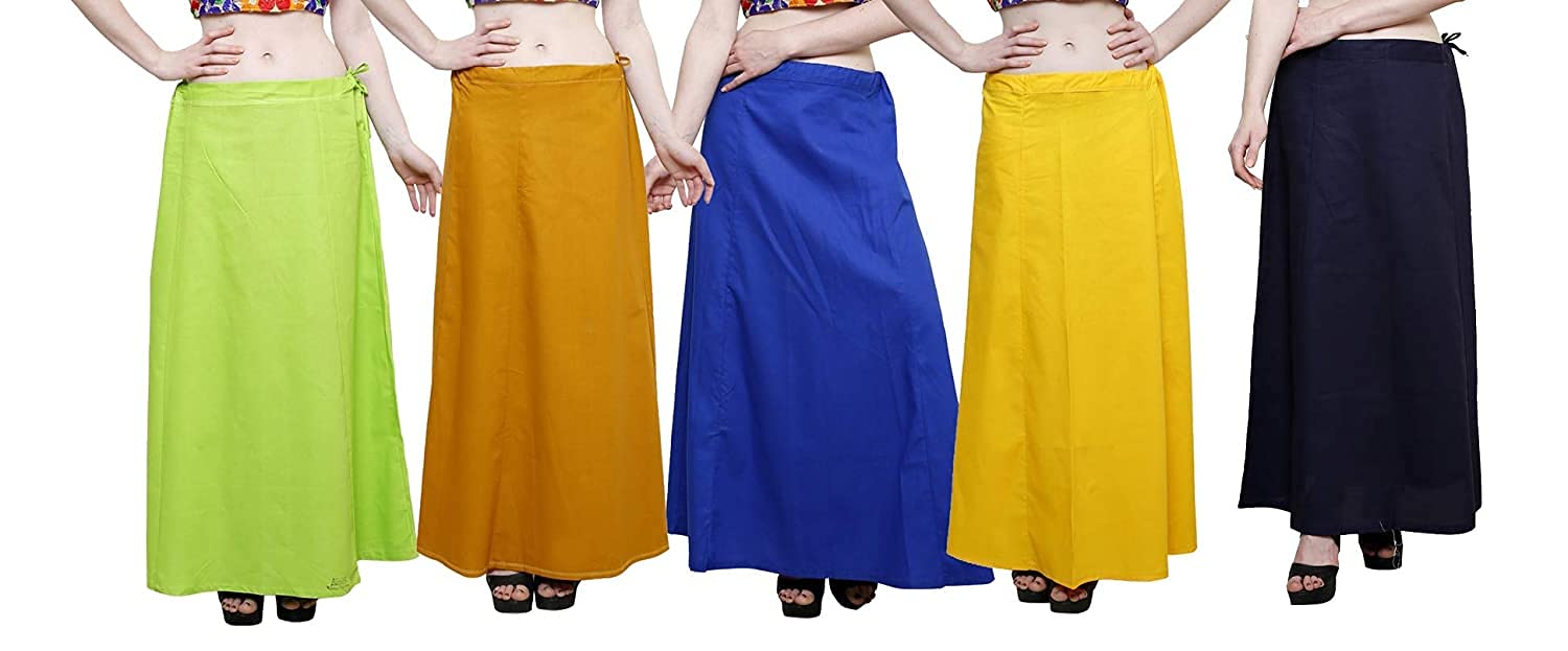 kbnbj Women's Cotton Saree inskirt Petticoat (Multicolor's Combo)-picture-57
