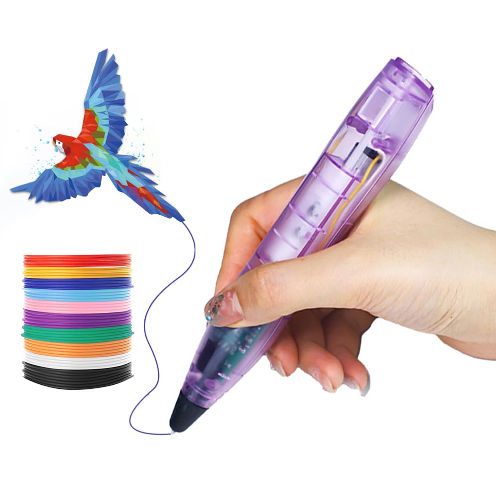 3D Stift für Kinder Set mit 24 Farben PLA-Kunststoff Filament,PLA-kompatibler 3D-Druckstift (Purple)