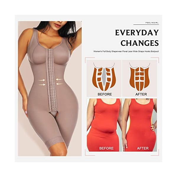 FeelinGirl Shapewear for Women Tummy Control Full Body Shaper Butt Lifter Thigh Slimmer Bodysuit for Women Daily Life
