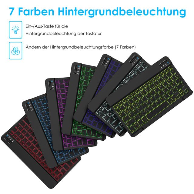 SOPPY Bluetooth Tastatur & Maus mit Hintergrundbeleuchtung,Tragbare wiederaufladbare kabellose Tastatur & Maus kompatible mit Pad/Sam-Sung/… – Ansicht 4