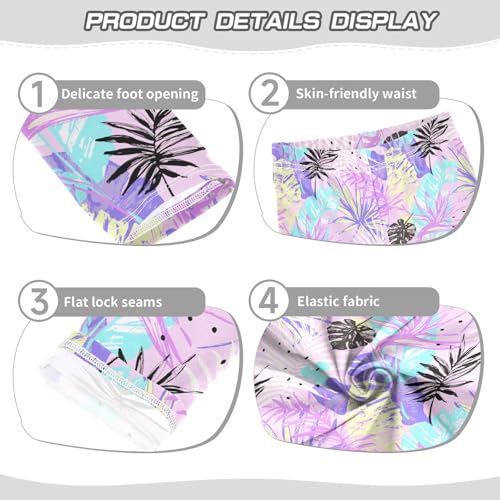 Tropical Leaves Girls Leggings,Workout Leggings for Girls Toddler Athletic Leggings Size for 3-10T3