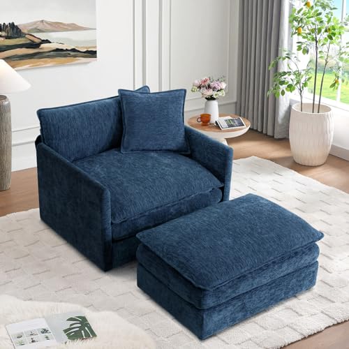 Sillón Chenille Plegable Azul miniatura 3