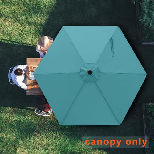 Image of MASTERCANOPY Patio Umbrella 7.5 ft Replacement Canopy for 6 Ribs-Turquoise Canopy Only