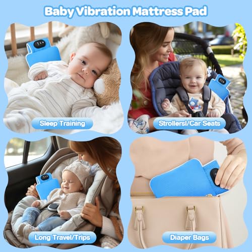 Image of Vibrating Mattress Topper Baby - Gentle Vibrations, 3 Adjustable Modes, 90 Minute Timer - Perfect for Cribs, Prams and Travel - Ideal Sleep Aid for Newborns & Parents