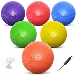 Dodgeballs Playground Balls, Dodge Ball Set for Kids & Adults, Bouncing Kickballs Handball for Outdoor & Indoor Games – Includes Pump & Mesh Storage Bag