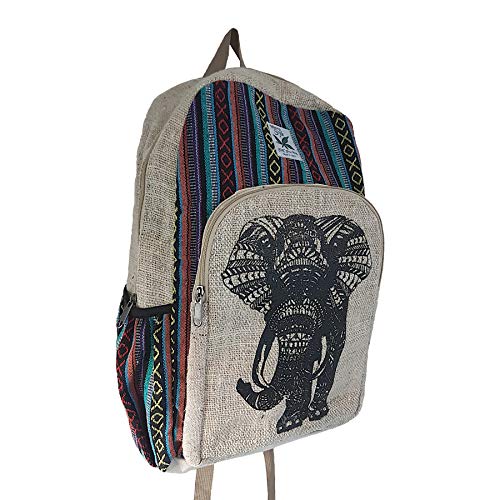 HempStyle Lucky Elephant: Mochila de cáñamo  diseño de elefante