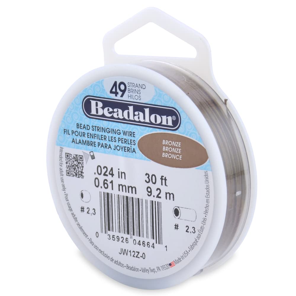 Beadalon 0.61 mm Diameter 9.2 m Reel 49 Strand Wire, Bronze