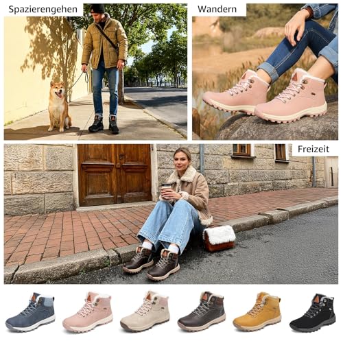 Mishansha Winterstiefel Herren Gefüttert Winterschuhe Männer Wasserdicht Warme Wanderschuhe Winter Trekkingschuhe Outdoorschuhe Winter rutschfest Schneestiefel Schwarz 43 EU
