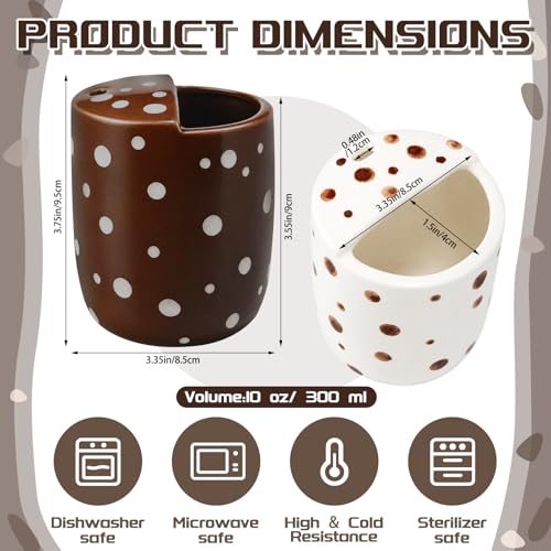 Pack de 2 tazas de café de cerámica 10oz con diseño pintado miniatura 2