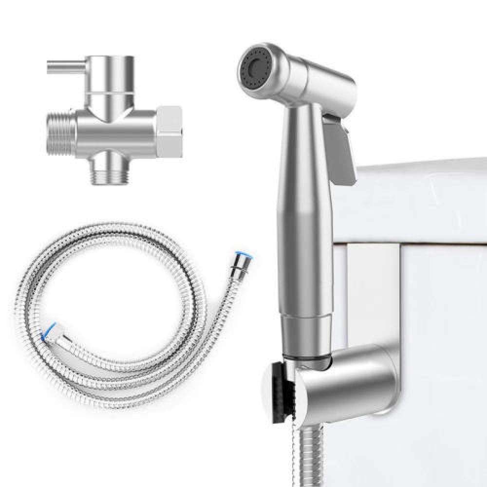 Kit doccetta Portatile per WC - Set ugello di Spinta in Acciaio Inossidabile per doccetta Portatile da Parete
