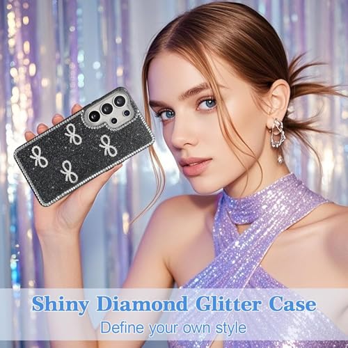 Image of DIZORO for Samsung Galaxy S26 Ultra 5G case,Cute Bow Tie Aesthetic Phone Case,Trendy Slim Hard IMD Shockproof Protective Bumper Designer Phone Back Cover for Women Girls - Black
