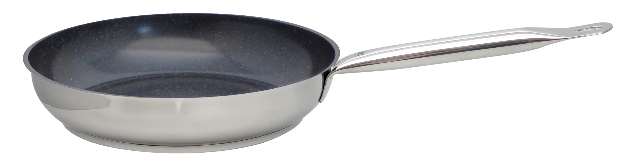 Elo 2453826 Poêle 28 cm Inox 18/​10, Induction, Compatible Tous Feux et Four, Revêtement Antiadhésif Sans PFAS, Fond Economie d'Energie, Manche Riveté, Acier Inoxydable