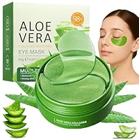 60 Stück Aloe Vera Augenpads gegen Augenringe, Hyaluronsäure Augenmaske mit Kollagen, Reduziert Falten, Schwellungen und Tränensäcke, Feuchtigkeitsspendend für müde Augen